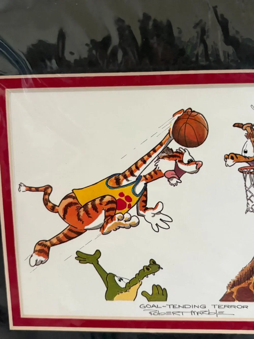 Robert Marble Goal Tending Terror Basketball Animal Cartoon Art Print Matted 8x6